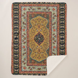 Antique Persian Carpet Elegant Design Sherpa Blanket