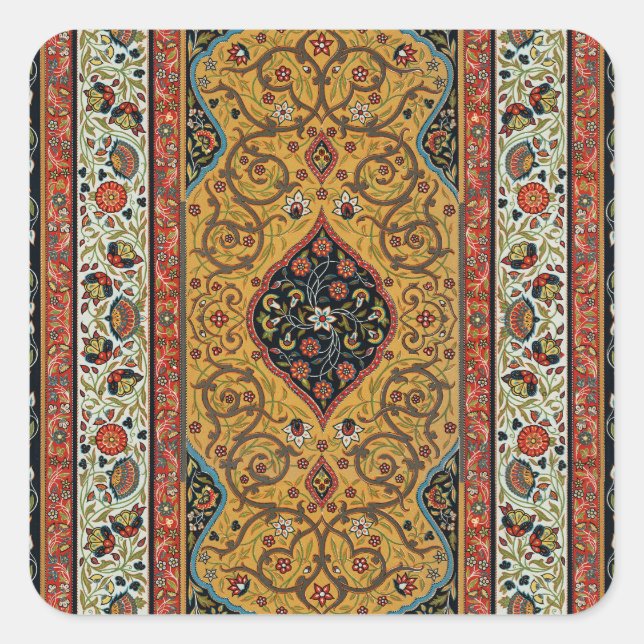 Antique Persian Carpet Elegant Design Square Sticker (Front)
