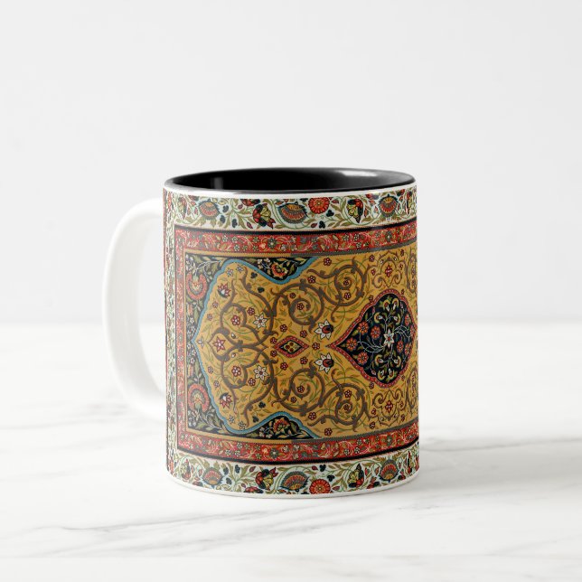 Antique Persian Carpet Elegant Design Two-Tone Coffee Mug (Front Left)
