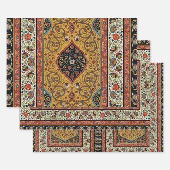 Antique Persian Carpet Elegant Design Wrapping Paper Sheets (Set)
