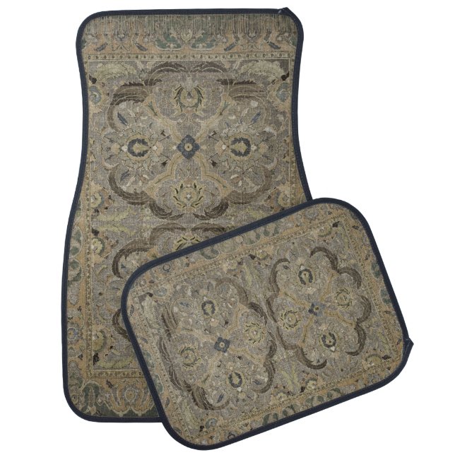 Antique Persian Carpet Muted Beige Car Floor Mat (Set)