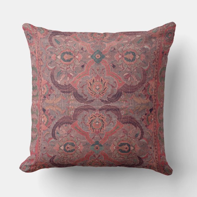 Antique Persian Carpet Red Pink Cushion (Front)