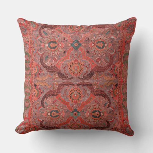 Antique Persian Carpet Red Pink Cushion
