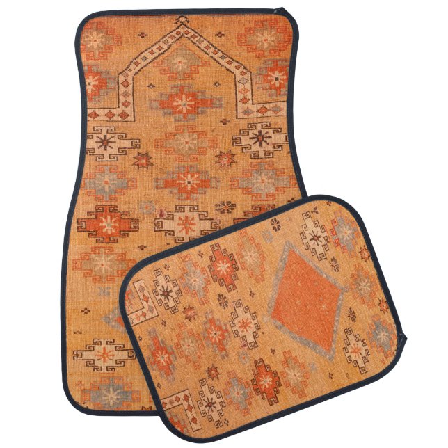 Antique Persian Flying Carpet Orange  Car Floor Mat (Set)