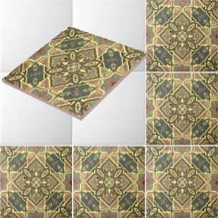Antique Persian Geometric Pattern Print Ceramic Tile