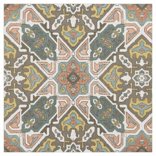 Antique Persian Geometric Pattern Print Fabric