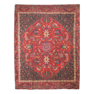 Antique Persian Mashhad Rug Duvet Cover