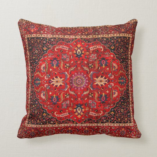 Antique Persian Mashhad Rug Throw Pillow