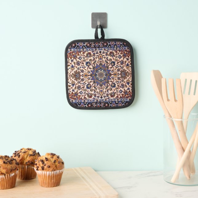 Antique Persian Pattern, Blue Oriental Carpet Pot Holder (Insitu(Hanging))