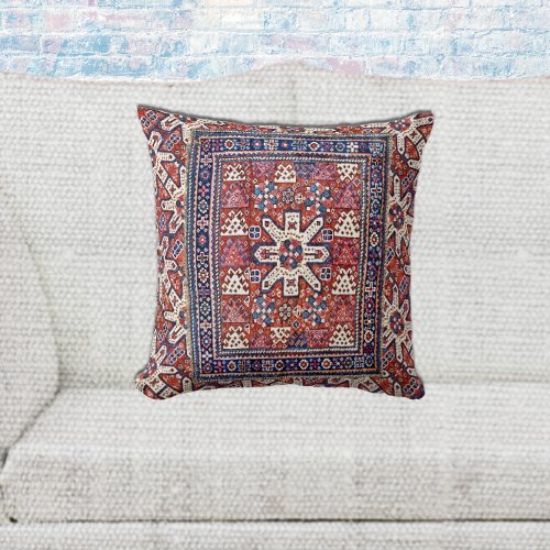 Antique Persian Qashqai Oriental Rug Design Pillow
