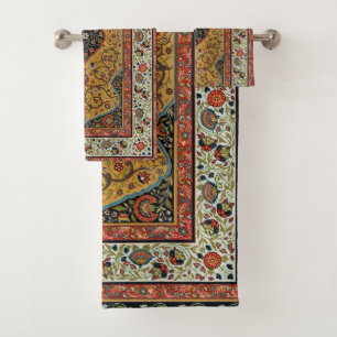 Antique Persian Rich Carpet Elegant Rug Carpet Bath Towel Set