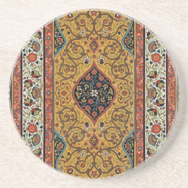 Antique Persian Rich Carpet Elegant Rug Carpet Coaster (Front)