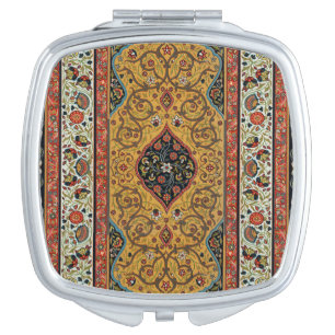 Antique Persian Rich Carpet Elegant Rug Carpet Compact Mirror
