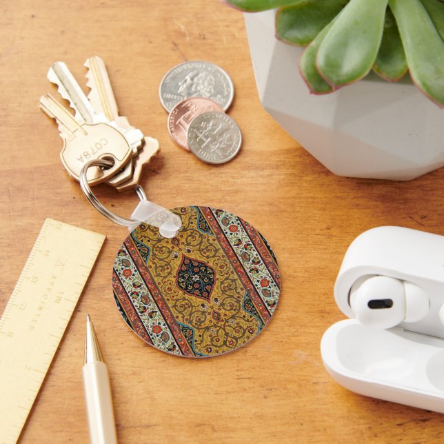 Antique Persian Rich Carpet Elegant Rug Carpet Keychain (Desk)