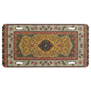 Antique Persian Rich Carpet Elegant Rug Carpet License Plate