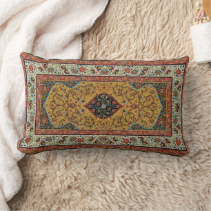 Antique Persian Rich Carpet Elegant Rug Carpet Lumbar Pillow