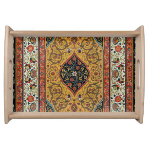 Antique Persian Rich Carpet Elegant Rug Carpet Serving Tray