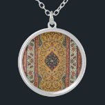 Antique Persian Rich Carpet Elegant Rug Carpet Silver Plated Necklace<br><div class="desc">Immerse yourself in the opulent beauty of the 19th century with this exquisite antique Persian carpet design. Sourced from the renowned "L'Ornement Polychrome" by Albert Racinet (1888), this intricate pattern showcases the masterful artistry of traditional Persian rug making. Rich hues of gold, deep red, black, and ivory intertwine in elaborate...</div>