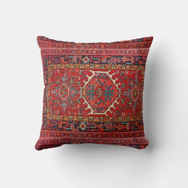 Antique Persian Rug Distressed Vintage Art Pattern Throw Pillow (Back)