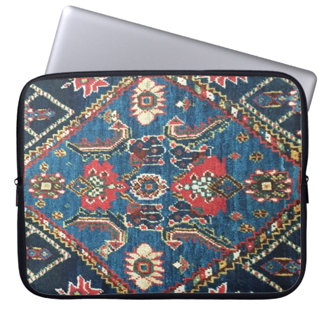 Antique Persian Turkish  Carpet, Blue Laptop Sleeve (Front)