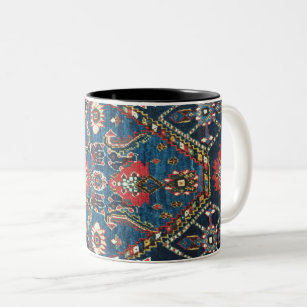 Antique Persian Turkish  Pattern, Blue Two-Tone Coffee Mug