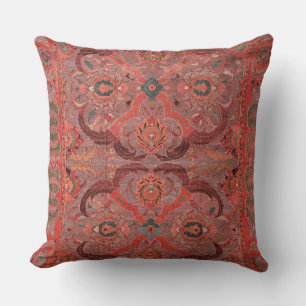 Antique Persian Vintage Pattern Carpet Red Throw Pillow