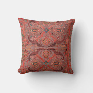 Antique Persian Vintage Pattern Carpet Red Throw Pillow