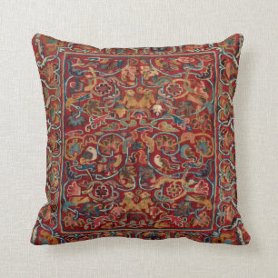 Antique Peruvian Floral Tapestry Print Accent Pill Throw Pillow