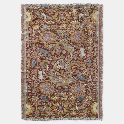 Antique Peruvian Tapestry Print Throw Blanket