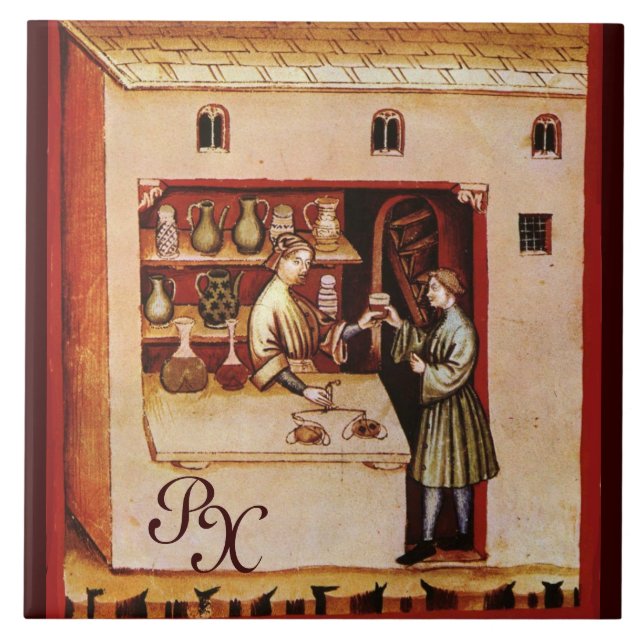 ANTIQUE PHARMACY Medicine, Drug Store,Monogram Tile (Front)