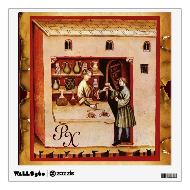 ANTIQUE PHARMACY Medicine, Drug Store,Monogram Wall Decal (Front)
