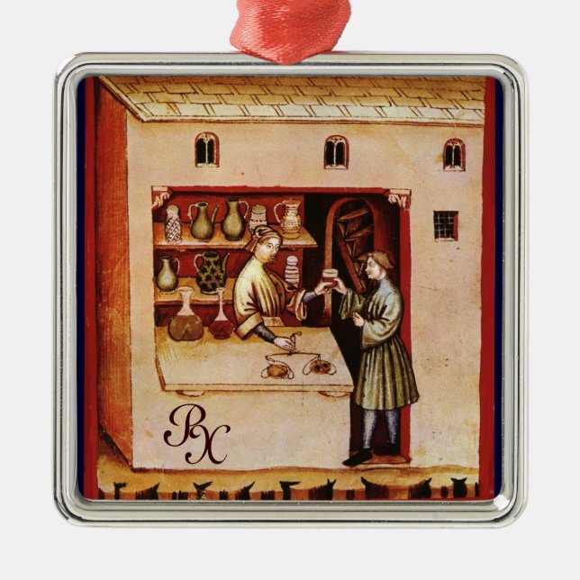 ANTIQUE PHARMACY Medicine, Drug Store,Parchment Metal Ornament (Front)