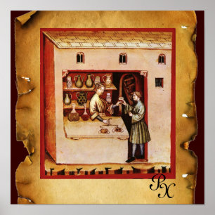 ANTIQUE PHARMACY Medicine, Drug Store,Parchment Poster