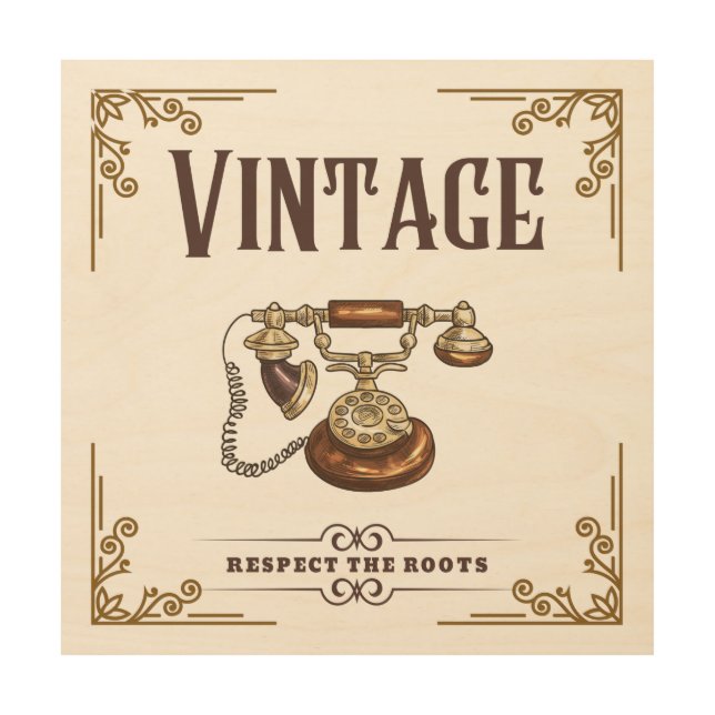 Antique phone wood wall art (Front)