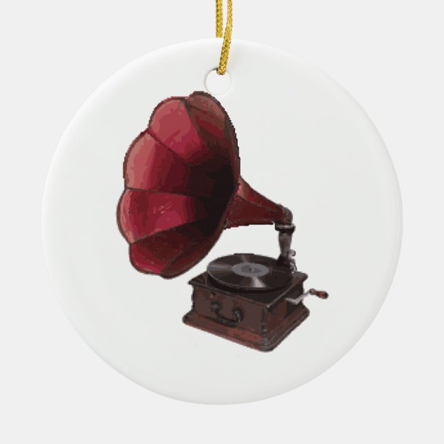 Antique Phonograph Ceramic Ornament (Front)