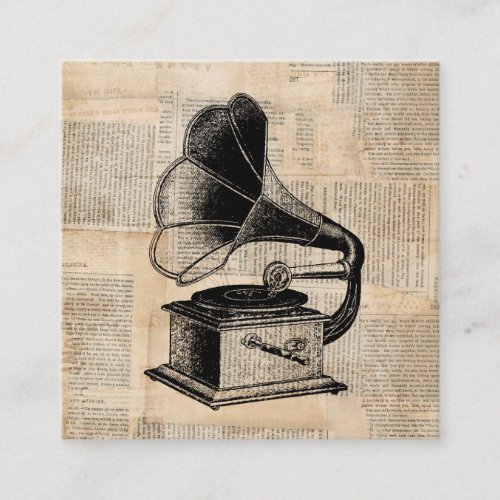 Antique Phonograph Talking Machine Music Art Enclosure Card