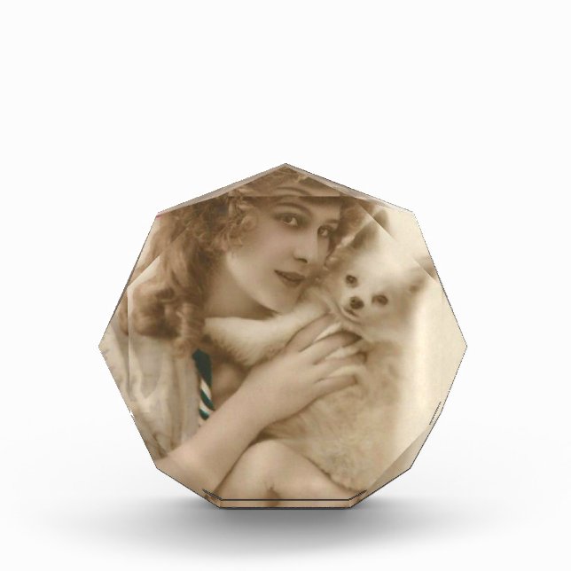 Antique Photo Victorian Woman and Dog Acrylic Award (Front)