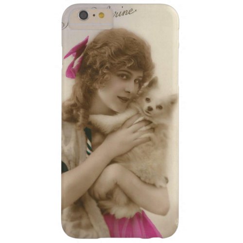 Antique Photo Victorian Woman and Dog Barely There iPhone 6 Plus Case