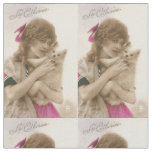 Antique Photo Victorian Woman and Dog Fabric