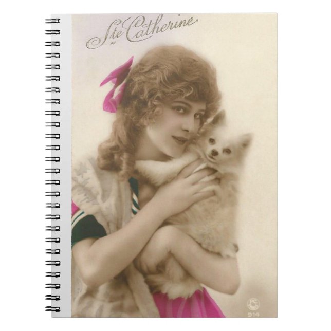 Antique Photo Victorian Woman and Dog Notebook (Front)