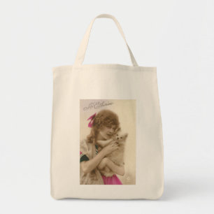 Antique Photo Victorian Woman and Dog Tote Bag