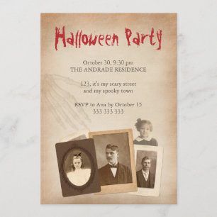 Antique Photos Vintage Halloween Skeleton Hand Invitation