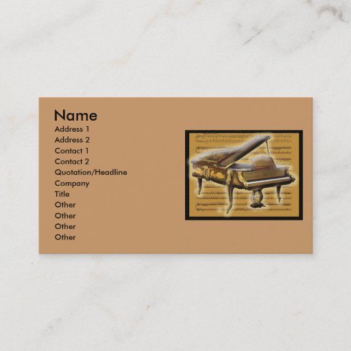 Customizable Antique Piano and Notation Business Card