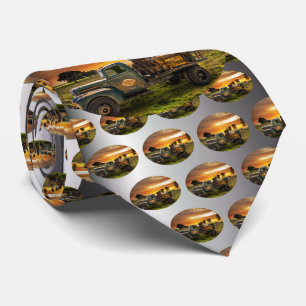 Antique Pickup in the Countryside Neck Tie