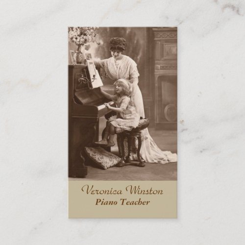Antique Picture Piano Teacher Business Card