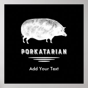 Antique Pig Bacon Lover Porkatarian Funny Poster