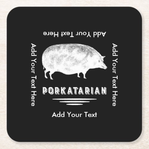 Antique Pig Bacon Lover Porkatarian Funny Square Paper Coaster