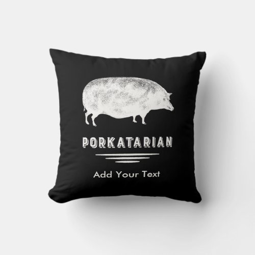 Antique Pig Bacon Lover Porkatarian Funny Throw Pillow