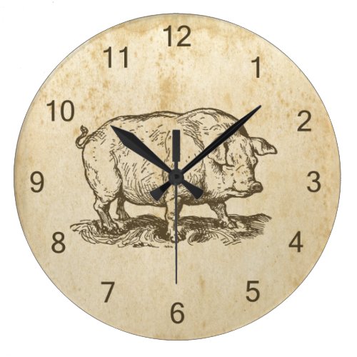 Antique Pig Large Clock