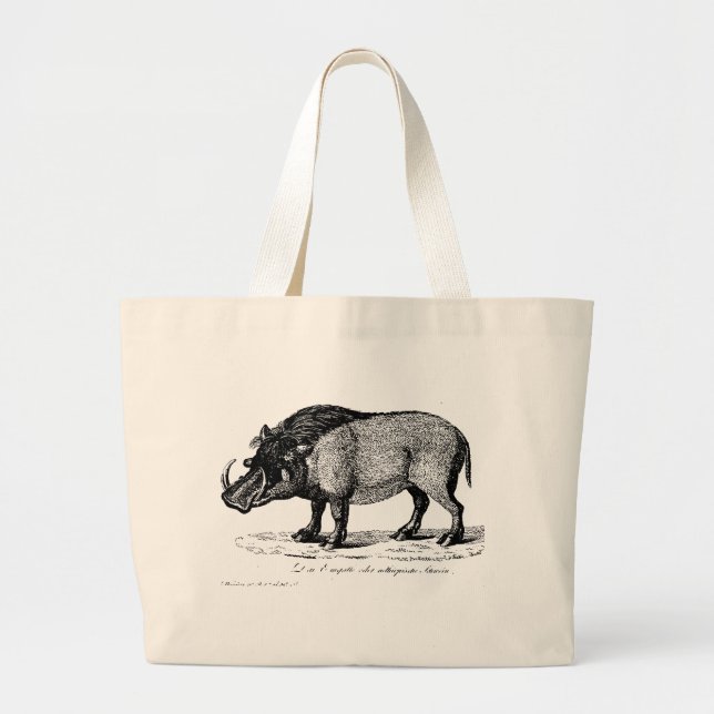 Antique Pig with Tusks on Tote Bag (Front)